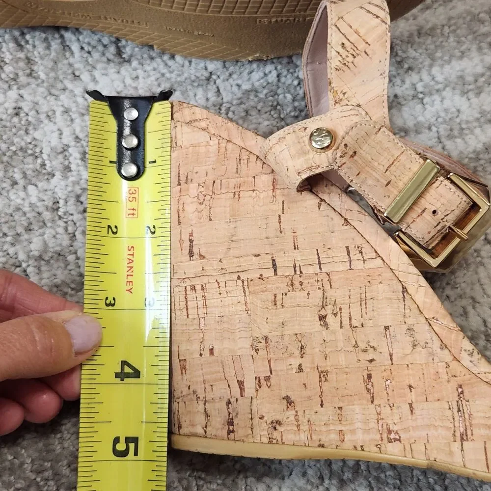 Stuart Weitzman Twofer platform wedge sandals cork size 8 - Picture 12 of 12